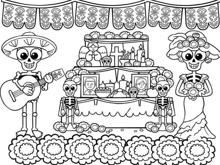 Dibujos de Imprimible gratis Altar de Muertos para colorear