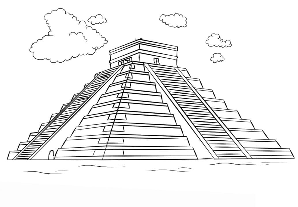 Dibujos de Imprimible gratis Chichen Itza para colorear