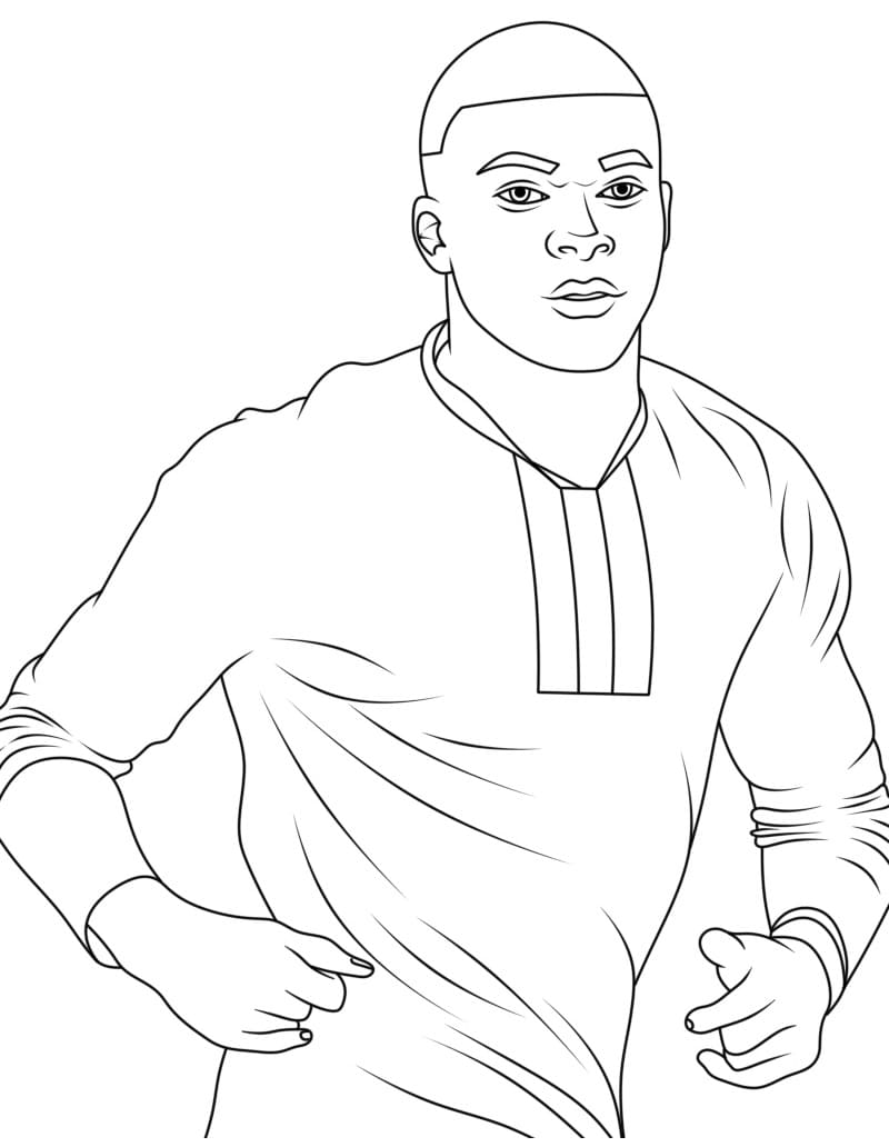 Dibujos de Imprimible Kylian Mbappe básico para colorear