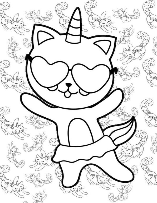 Dibujos de Increíble gato unicornio para colorear