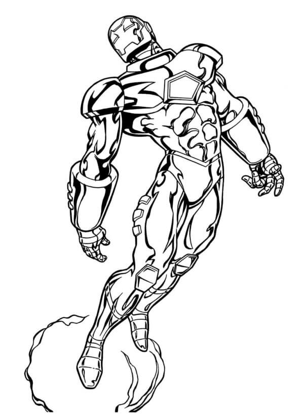 Iron Man volador para colorir