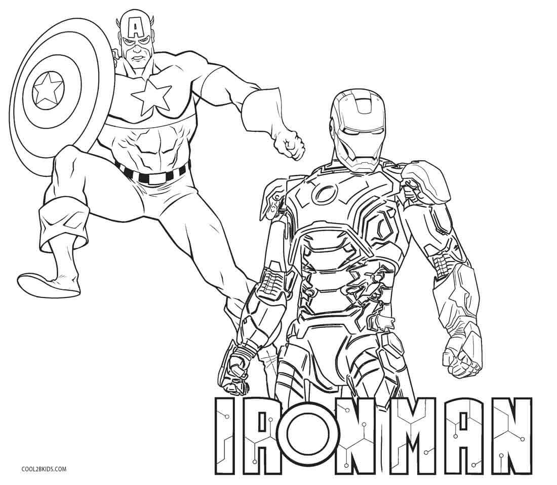 Ironman y el Capitán América para colorir