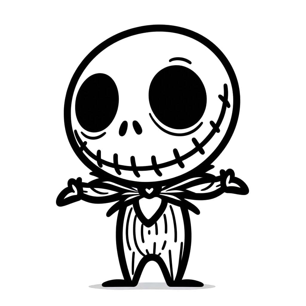 Dibujos de Jack Skellington fácil en niños para colorear