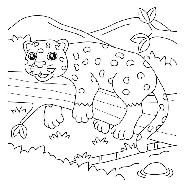 Dibujos de Jaguar Acostado en una Rama de Árbol para colorear