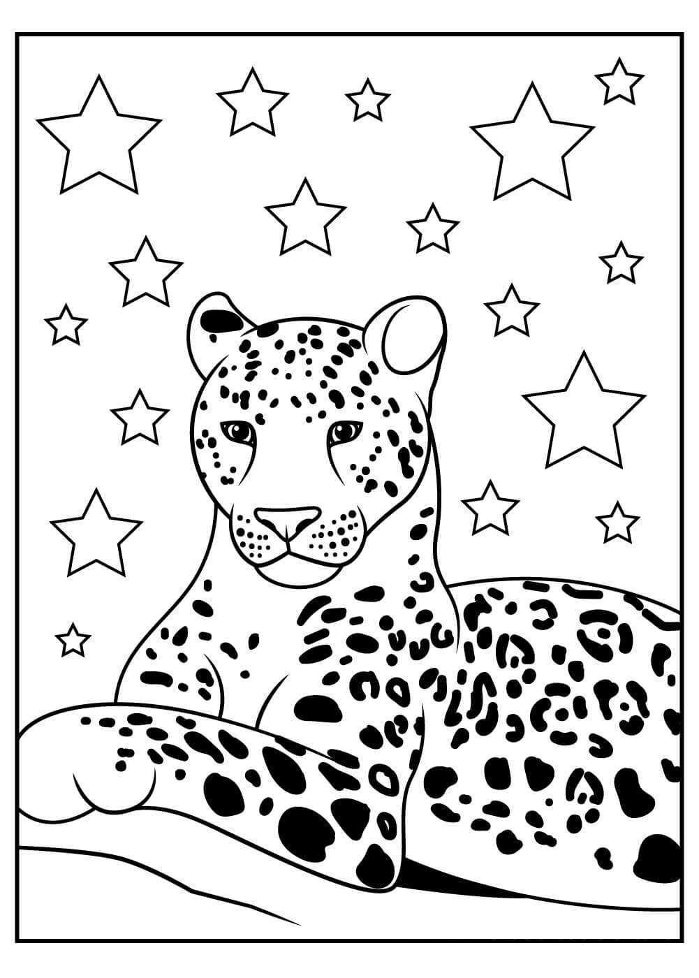 Jaguar con Estrella para colorir