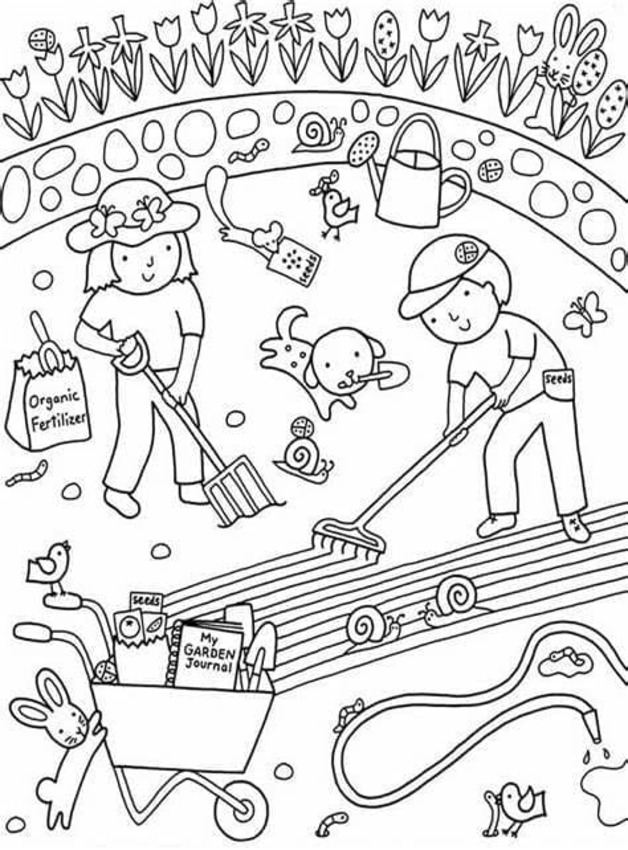 Dibujos de Jardín gratis fácil para colorear