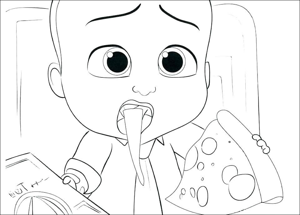 Dibujos de Jefe Bebé Comiendo Pizza para colorear
