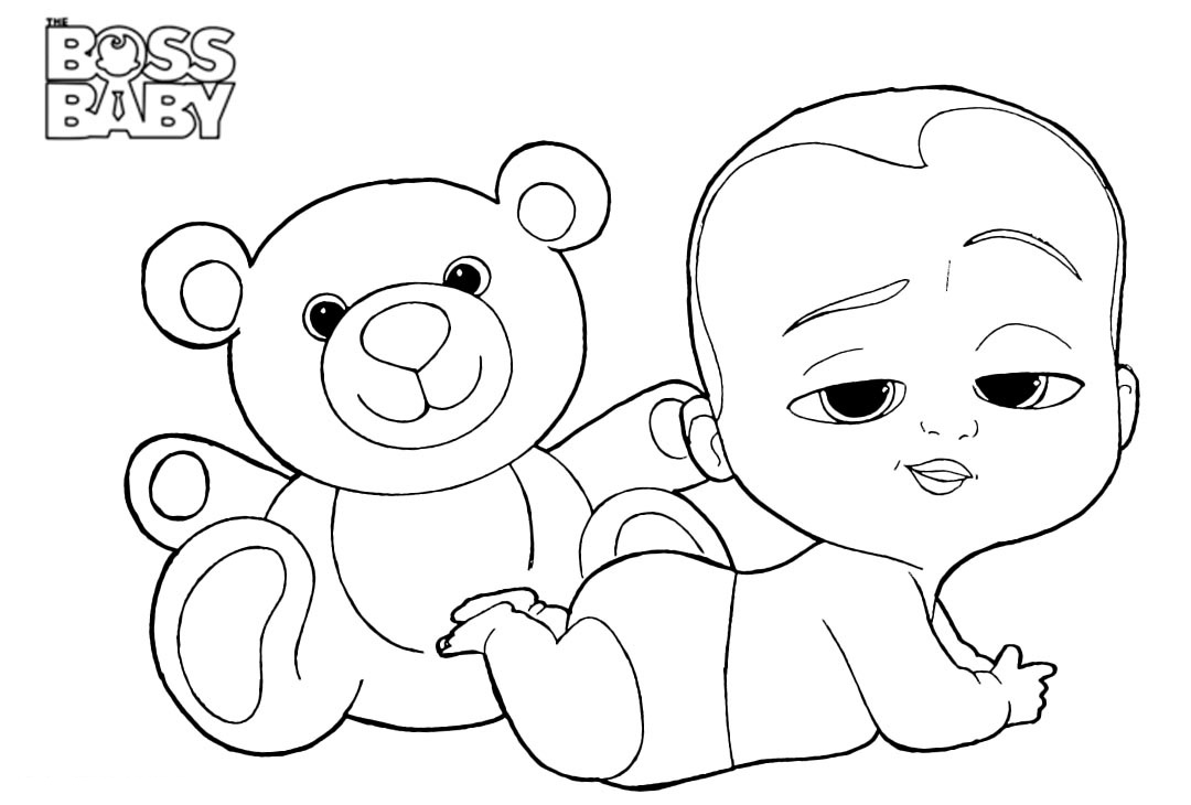 Dibujos de Jefe Bebé Y Oso De Peluche para colorear