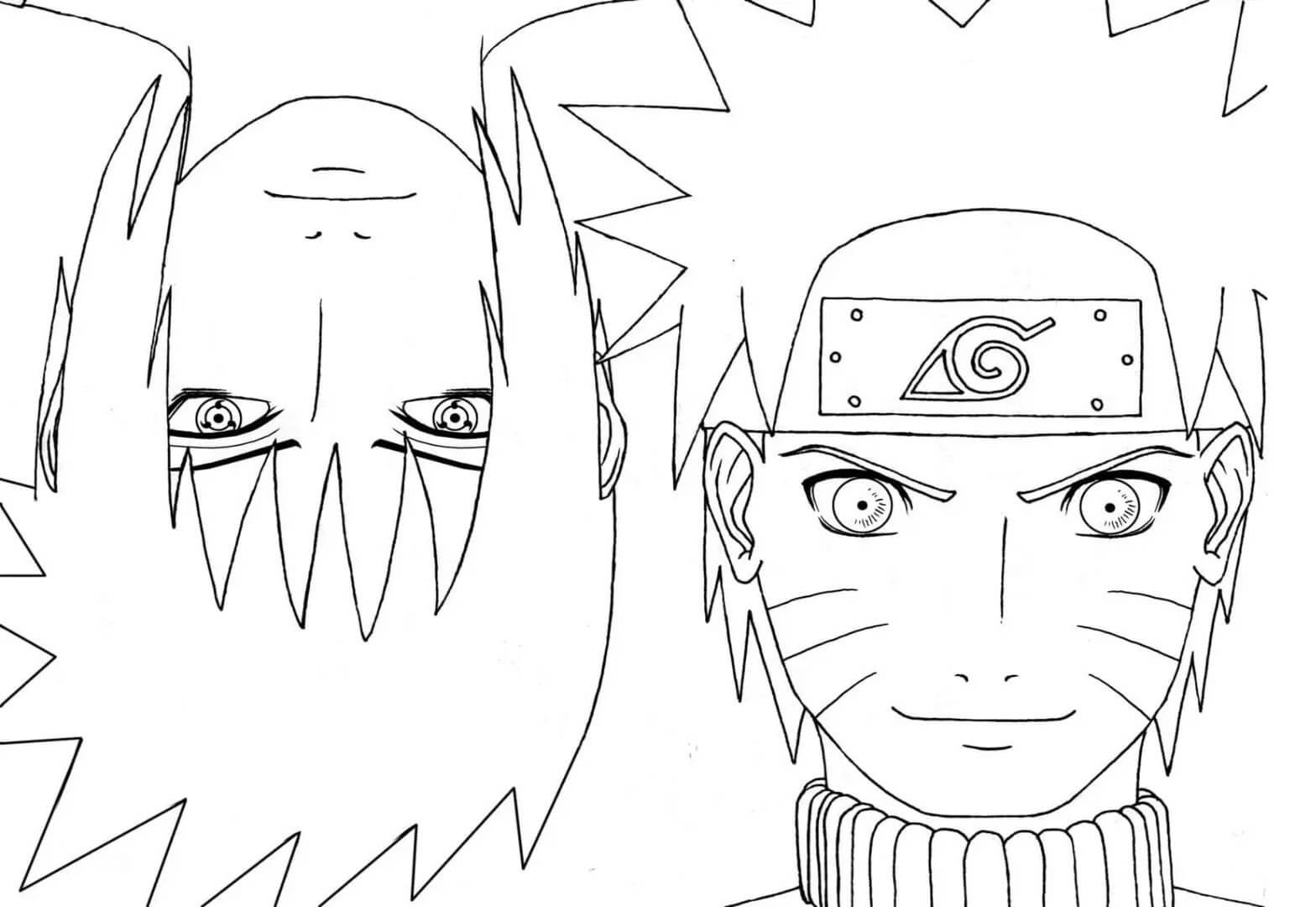 Dibujos de Jefe Sasuke y Naruto para colorear