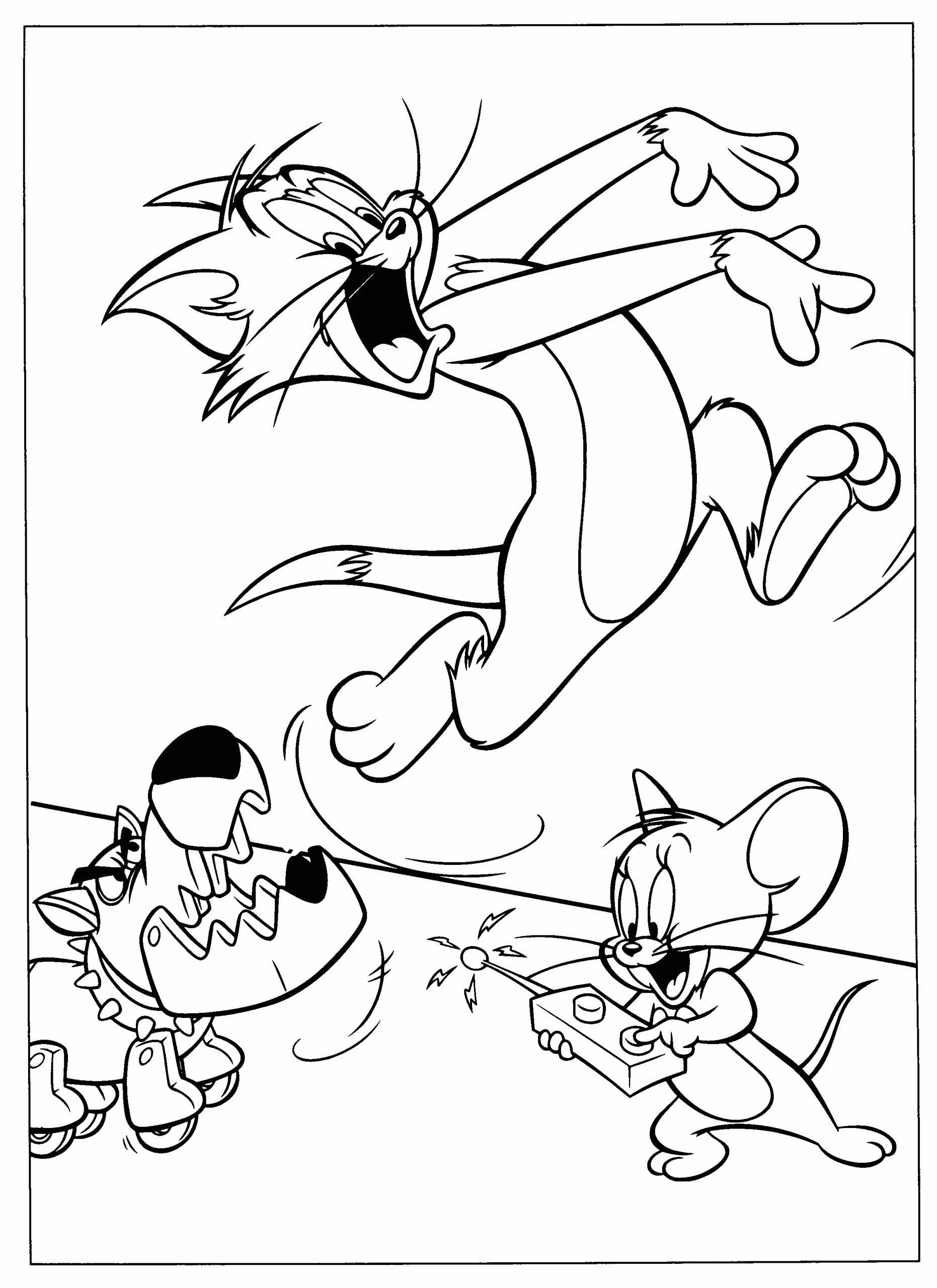 Dibujos de Jerry Bullying Tom Con Perro Máquina para colorear