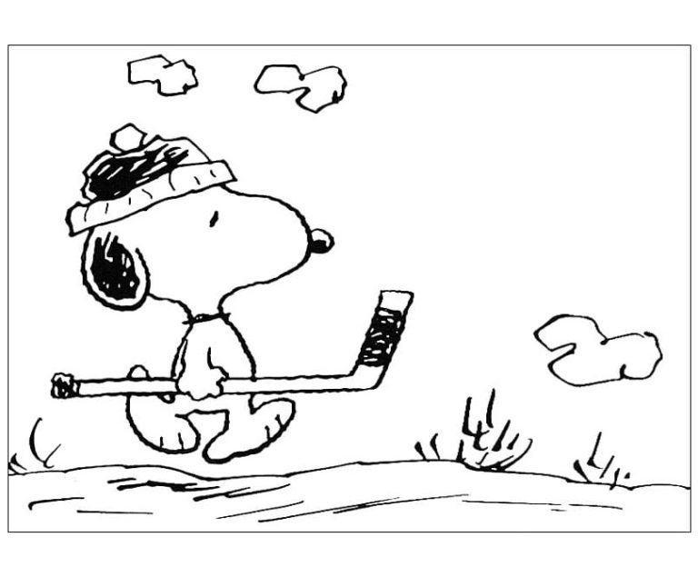 Jugador de Hockey Snoopy para colorir