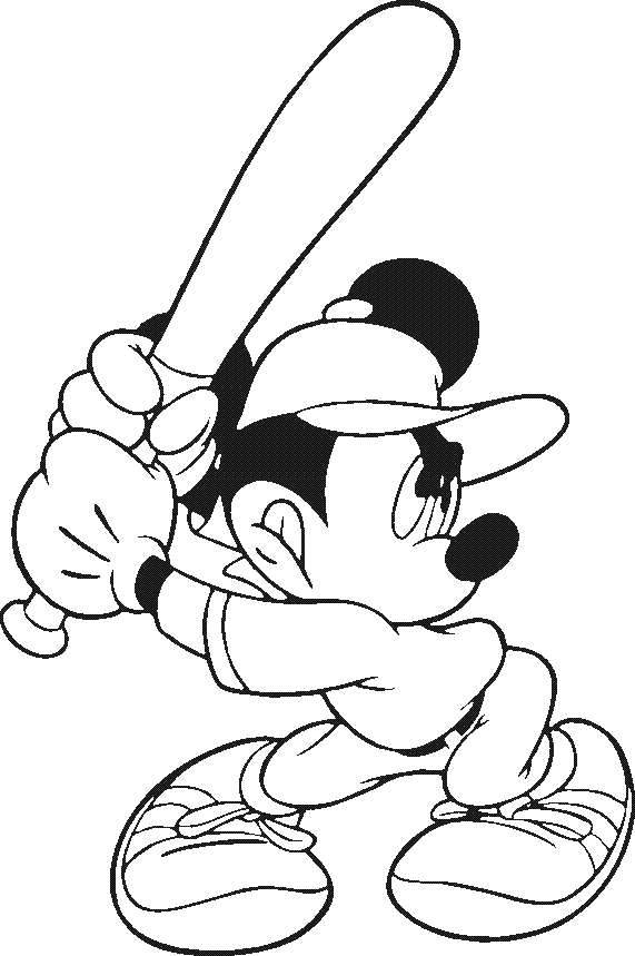 Dibujos de Jugando Béisbol Con Mickey Ratón para colorear