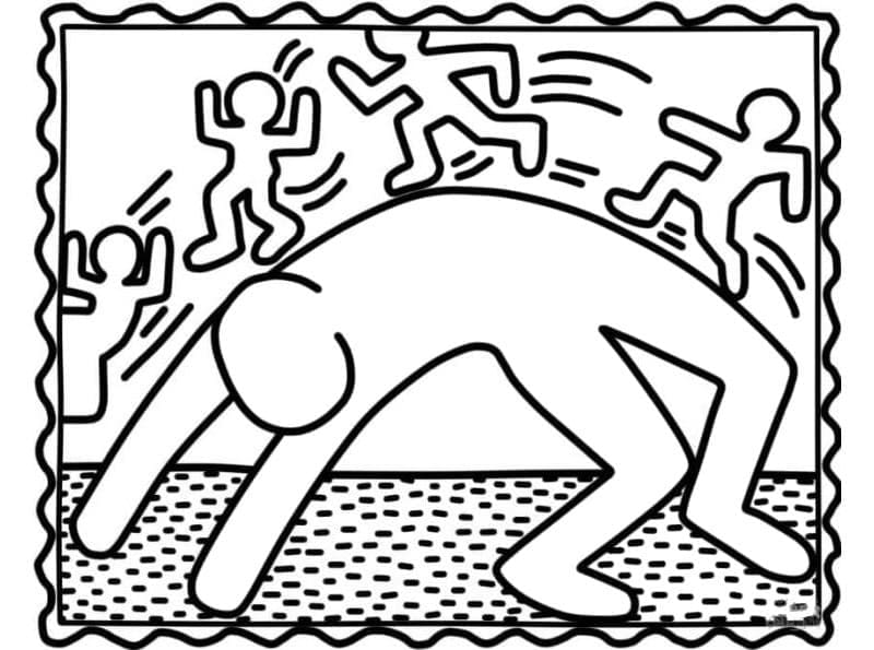 Dibujos de Keith Haring - Ejercicio de puente para colorear