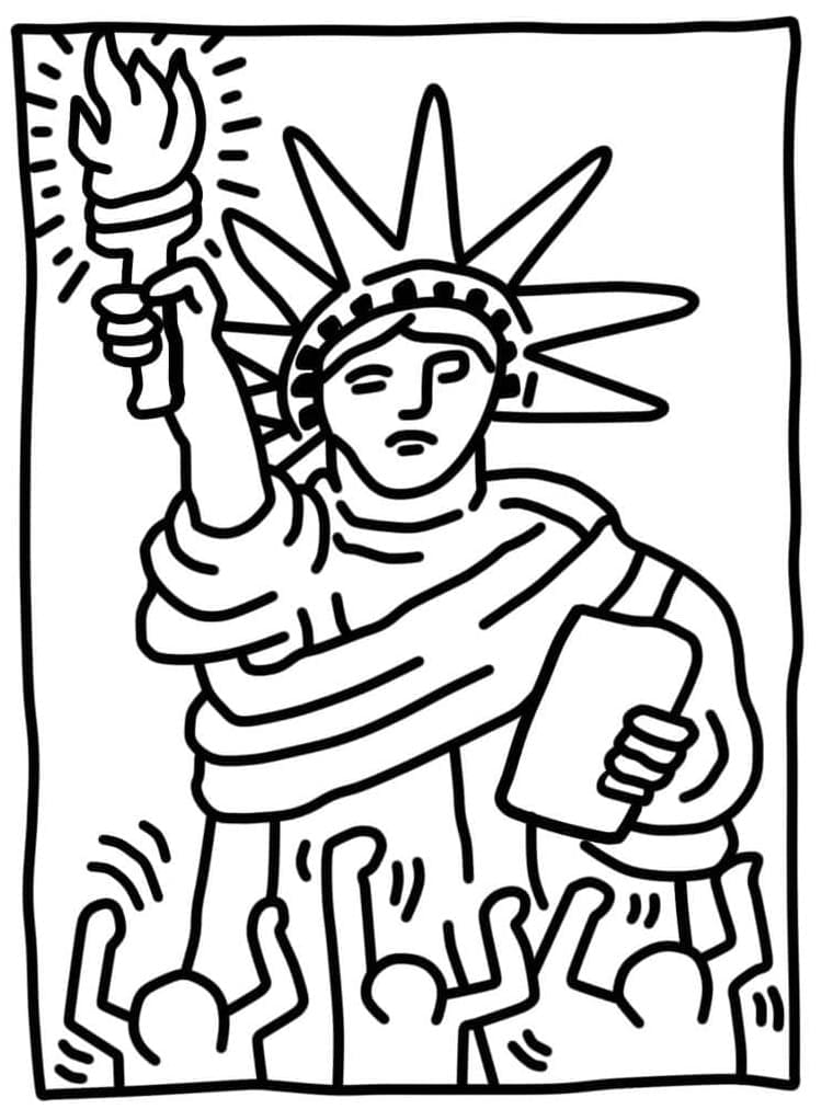 Dibujos de Keith Haring - Estatua de la Libertad para colorear