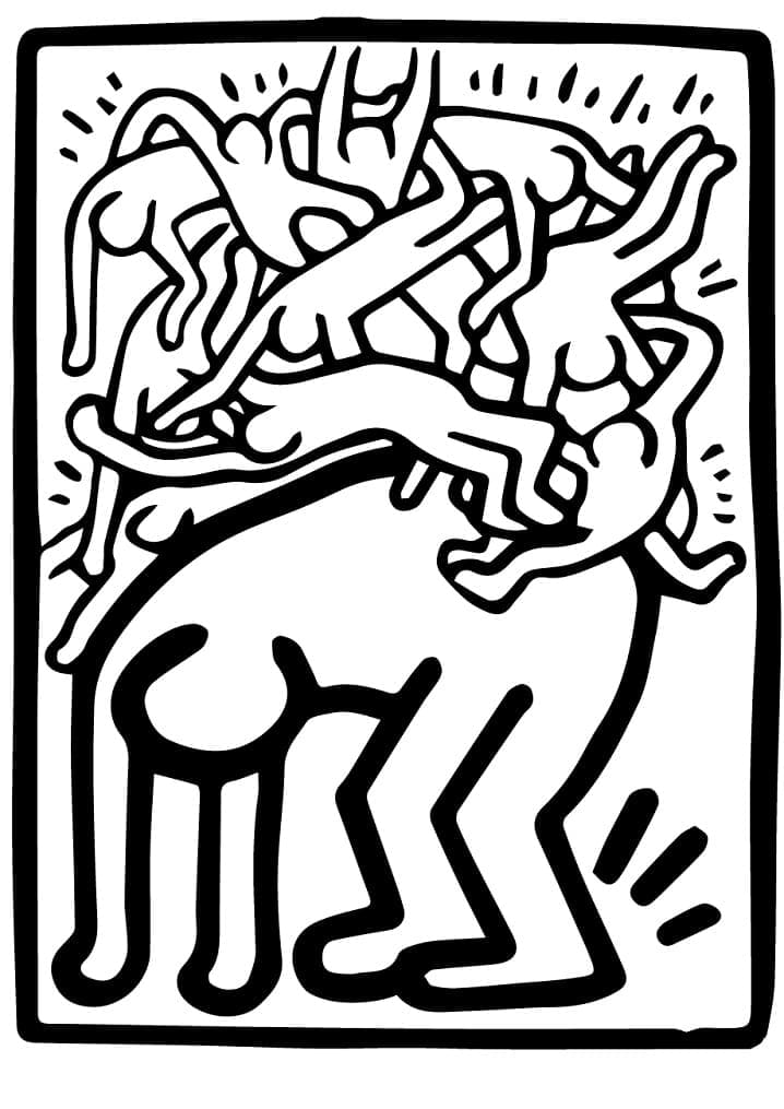 Dibujos de Keith Haring - Lucha contra el sida en todo el mundo para colorear