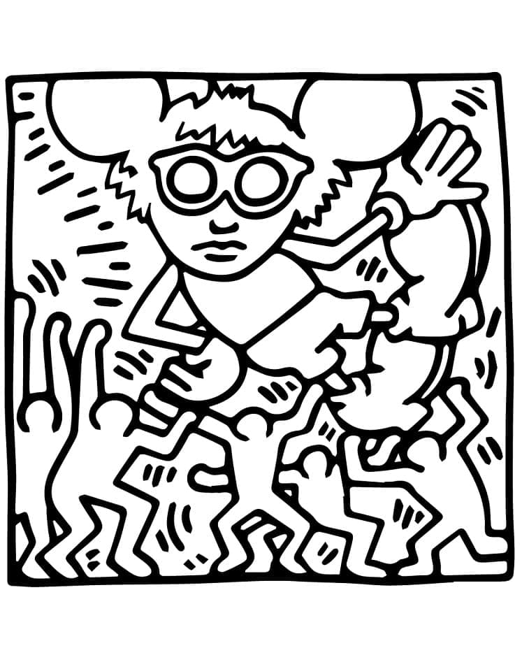 Dibujos de Keith Haring - Ratón Andy para colorear