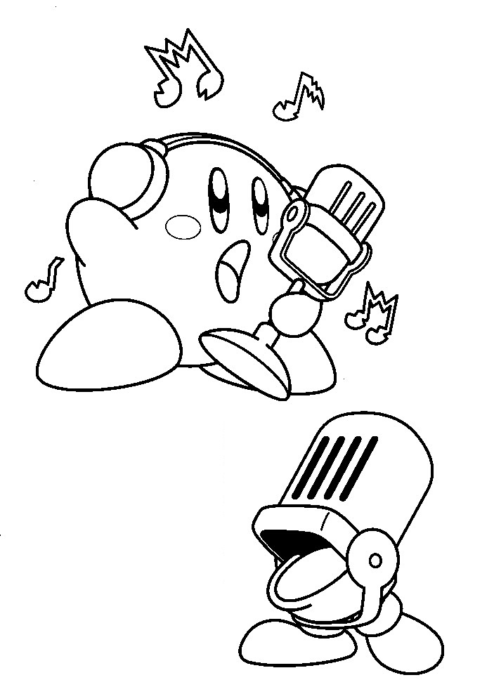 Kirby Cantando para colorir