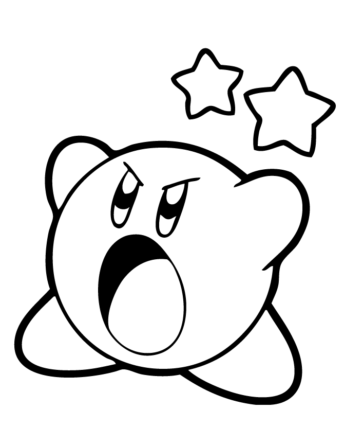 Kirby con Estrellas para colorir