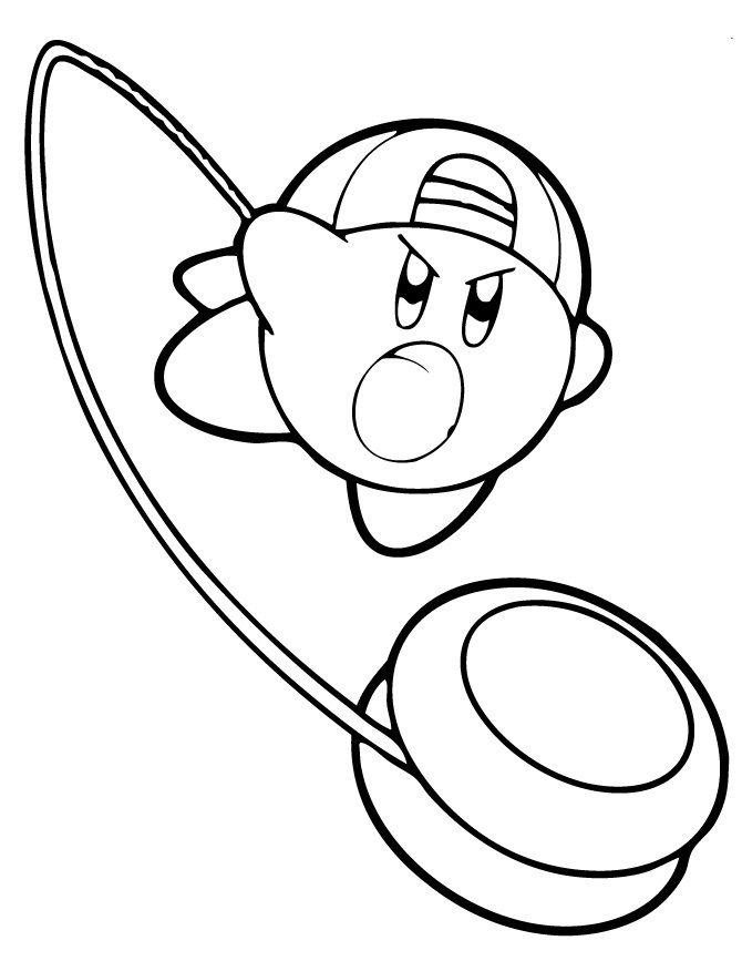 Dibujos de Kirby Jugando al Yoyo para colorear