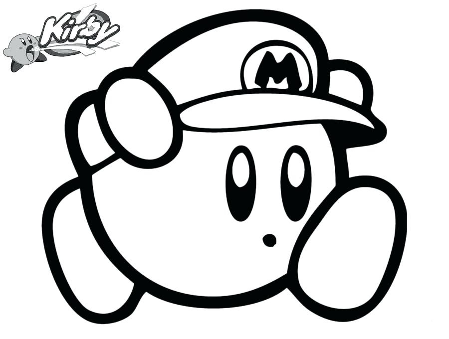 Kirby Mario para colorir