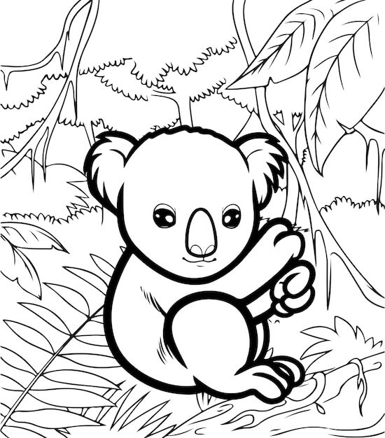Dibujos de Koala con Hojas para colorear
