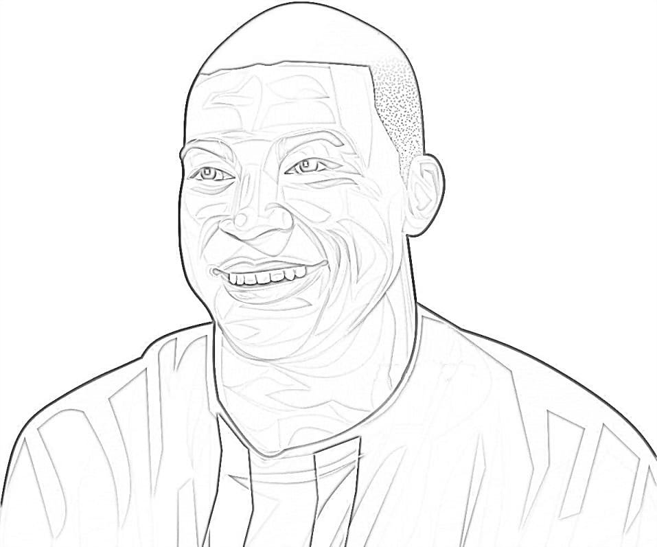 Dibujos de Kylian Mbappe Imprimir básico para colorear