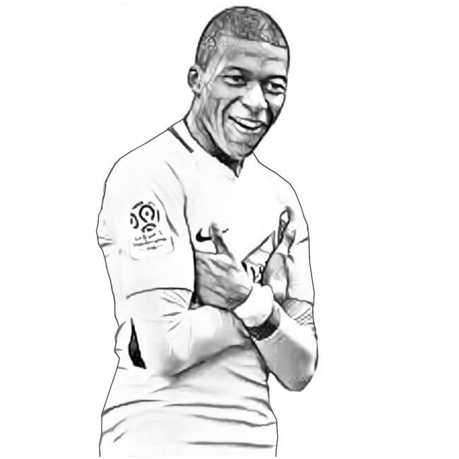 Dibujos de Kylian Mbappe Sonriendo para colorear