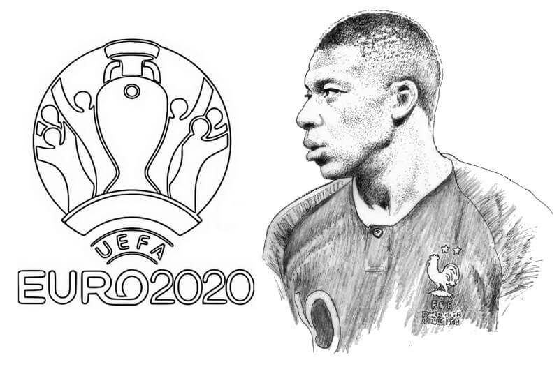 Dibujos de Kylian Mbappe Y La Eurocopa para colorear