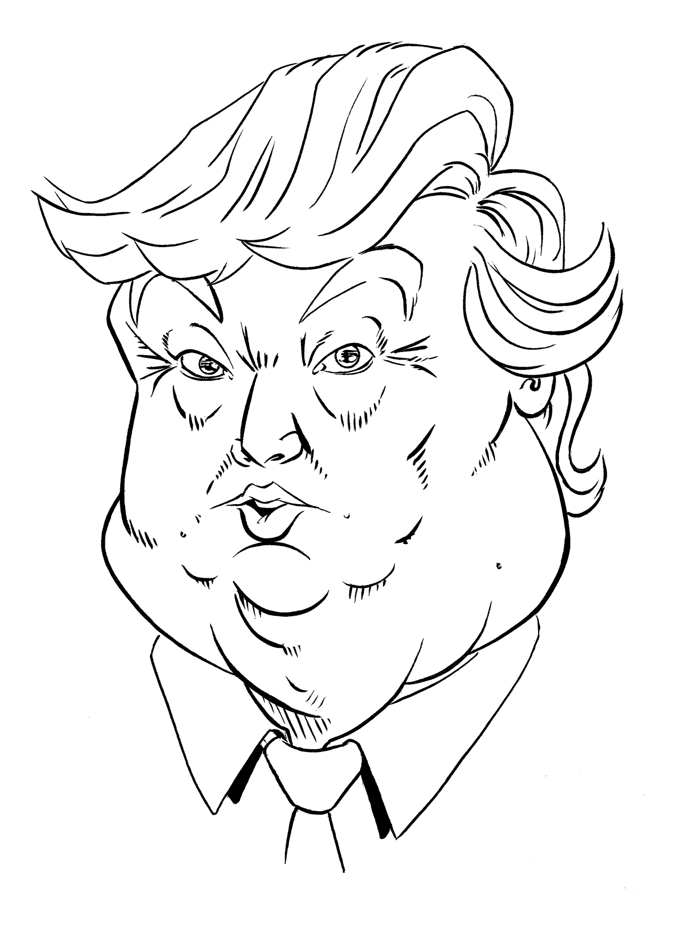 Dibujos de La Cara Gorda De Donald Trump para colorear
