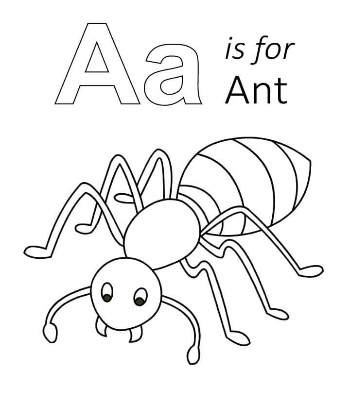Dibujos de La letra A es para la Hormiga para colorear
