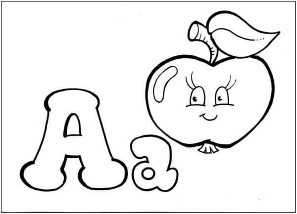 Dibujos de La Letra A Significa Manzana para colorear