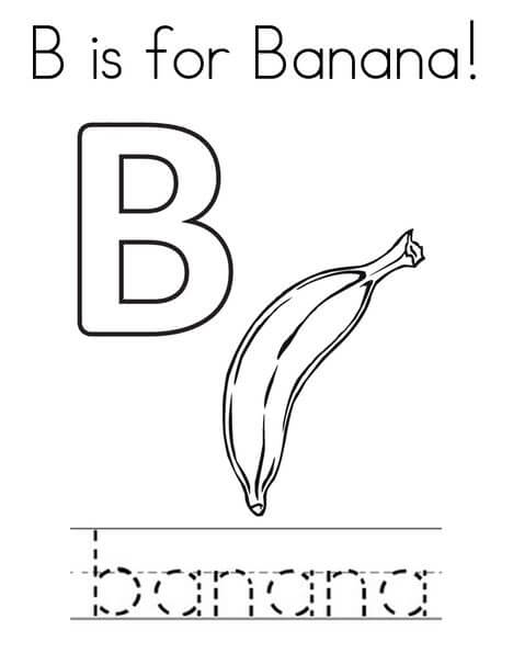 Dibujos de La letra B es para Plátano para colorear