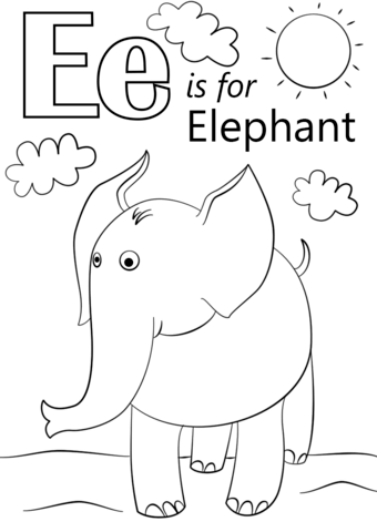 Dibujos de La Letra E Es Elefante para colorear