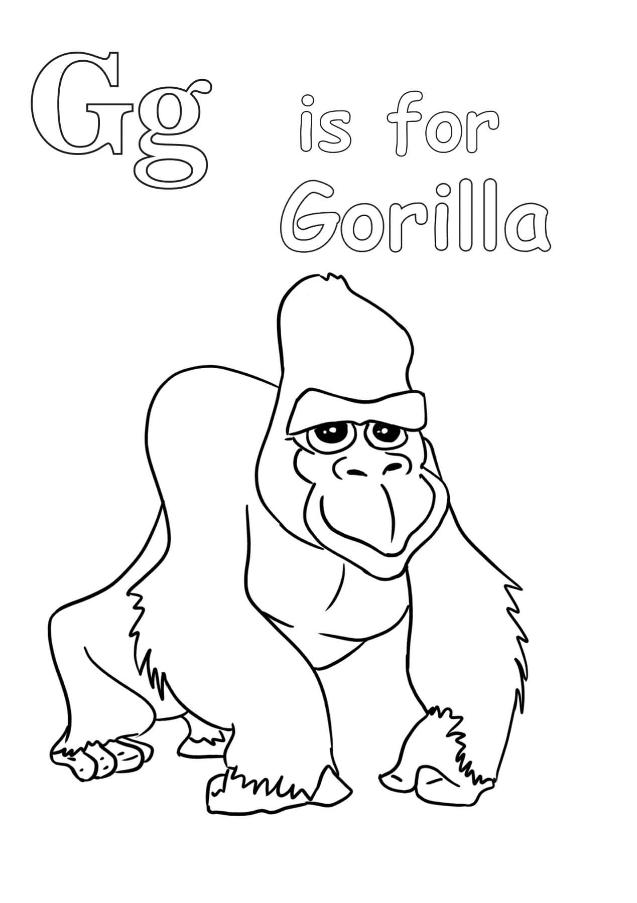 La letra G es para Gorila para colorir