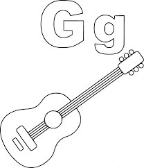 La Letra G para la Guitarra para colorir