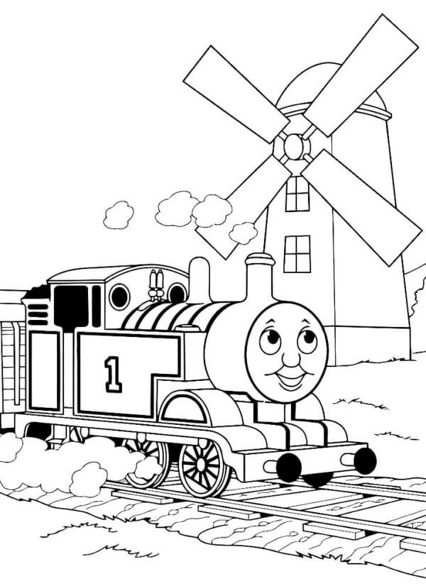 Dibujos de La Locomotora Pasa Por El Molino para colorear