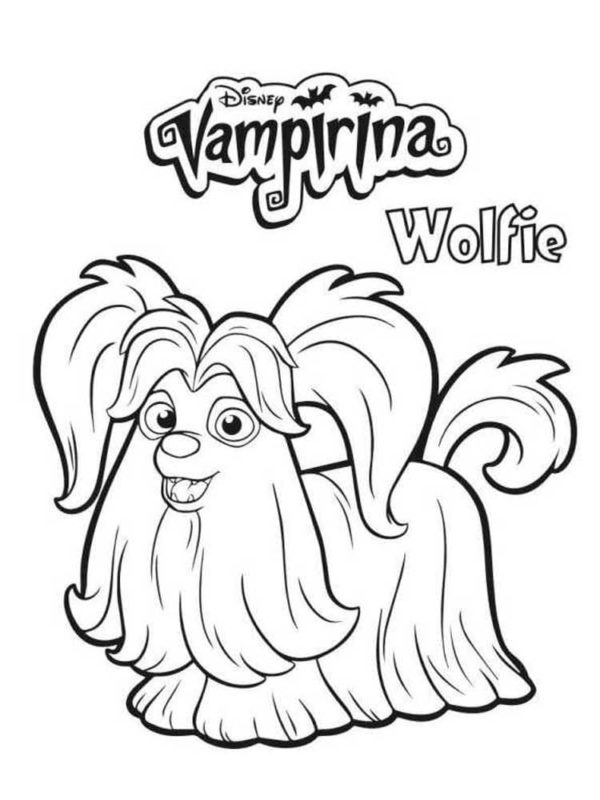 La Mascota de Vampirina Wolfie para colorir