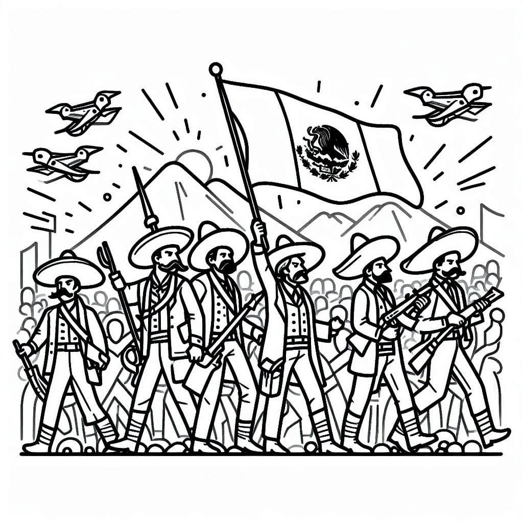 Dibujos de La Revolución Mexicana imprimible para colorear