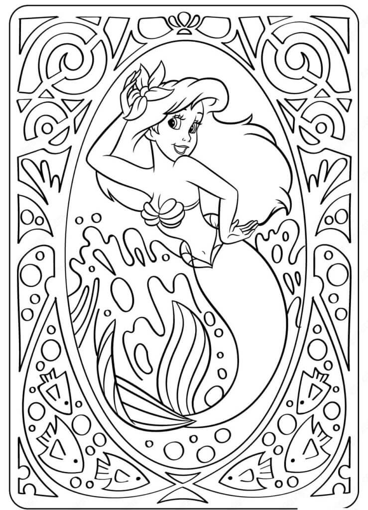 Dibujos de La Sirenita Ariel es para Adulto para colorear