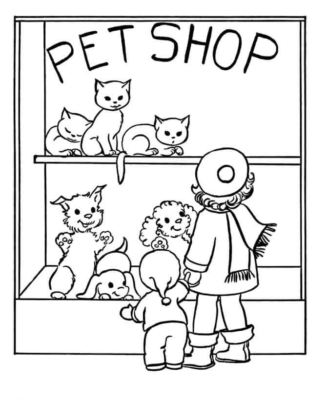 Dibujos de La Tienda De Animales para colorear