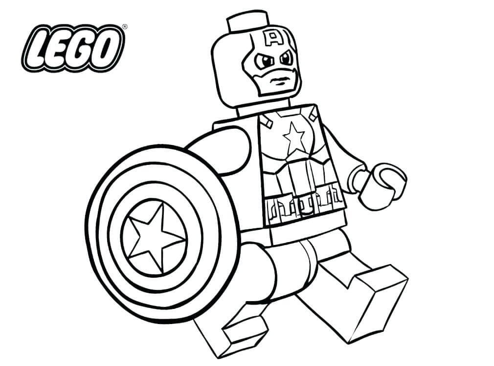 Dibujos de Lego Capitán América Caminando para colorear