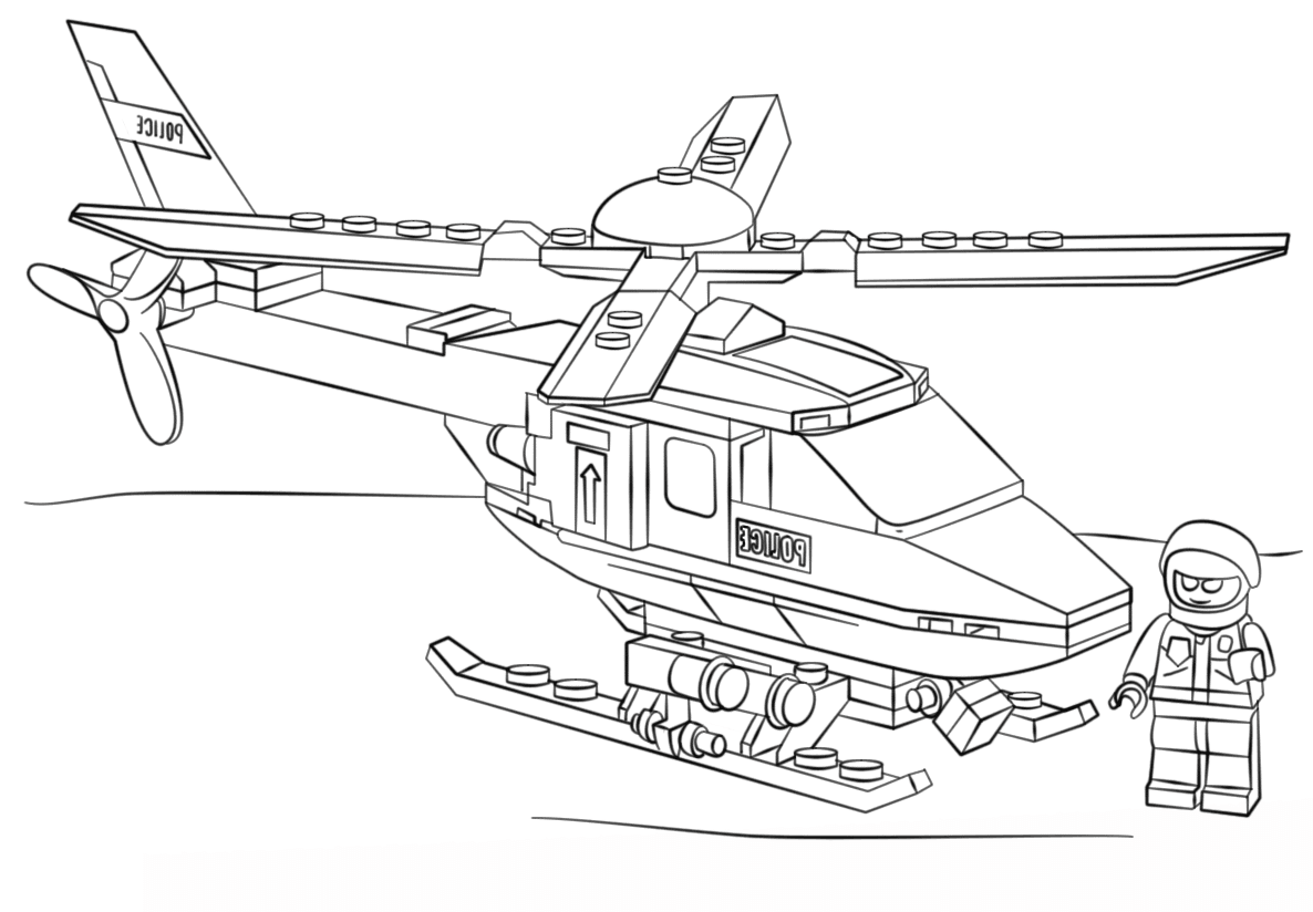 Dibujos de Lego Policía Y Helicóptero para colorear