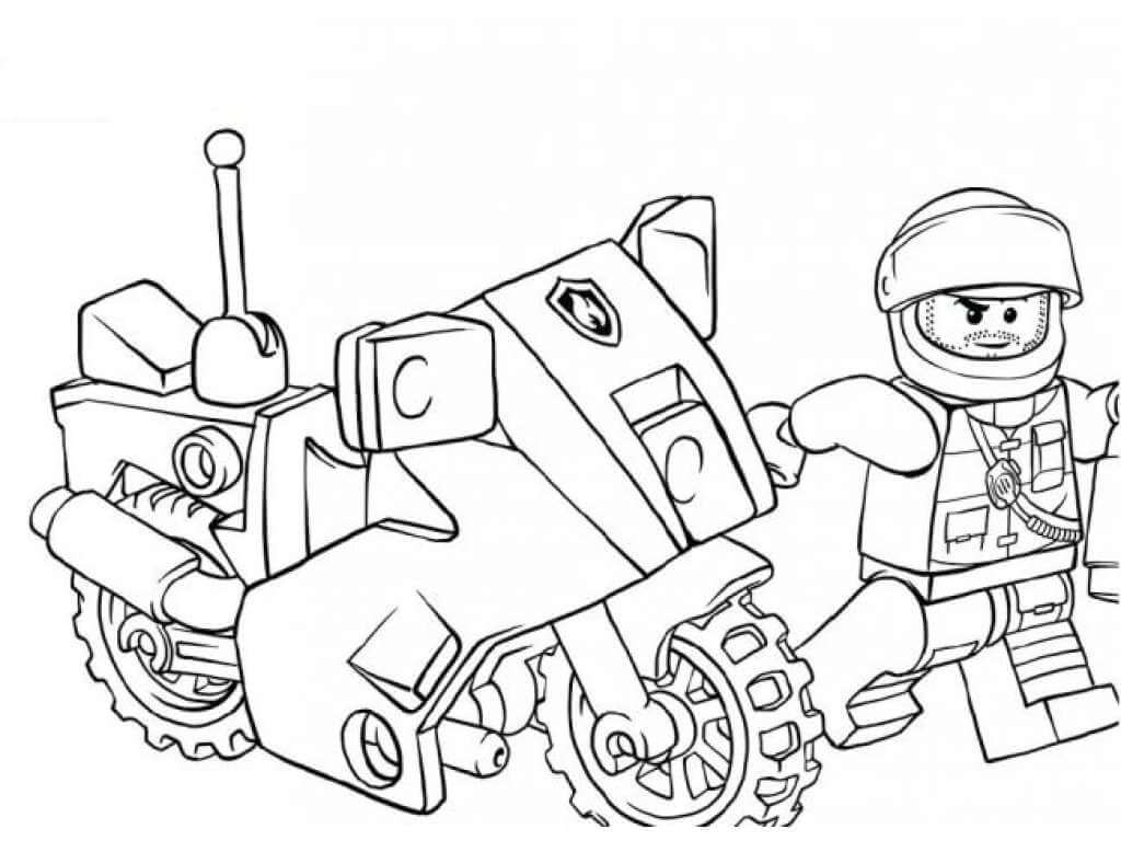 Dibujos de Lego Policía y moto Policía para colorear