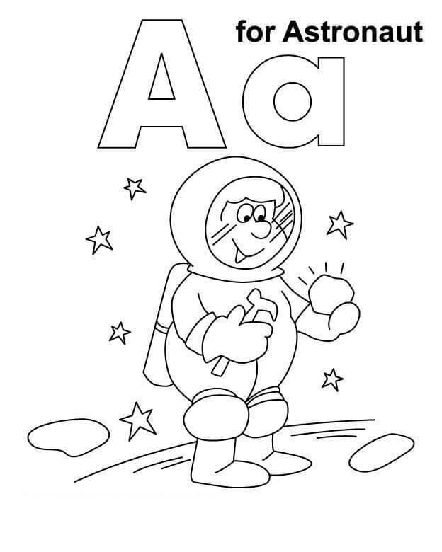 Dibujos de Letra A para Astronauta para colorear
