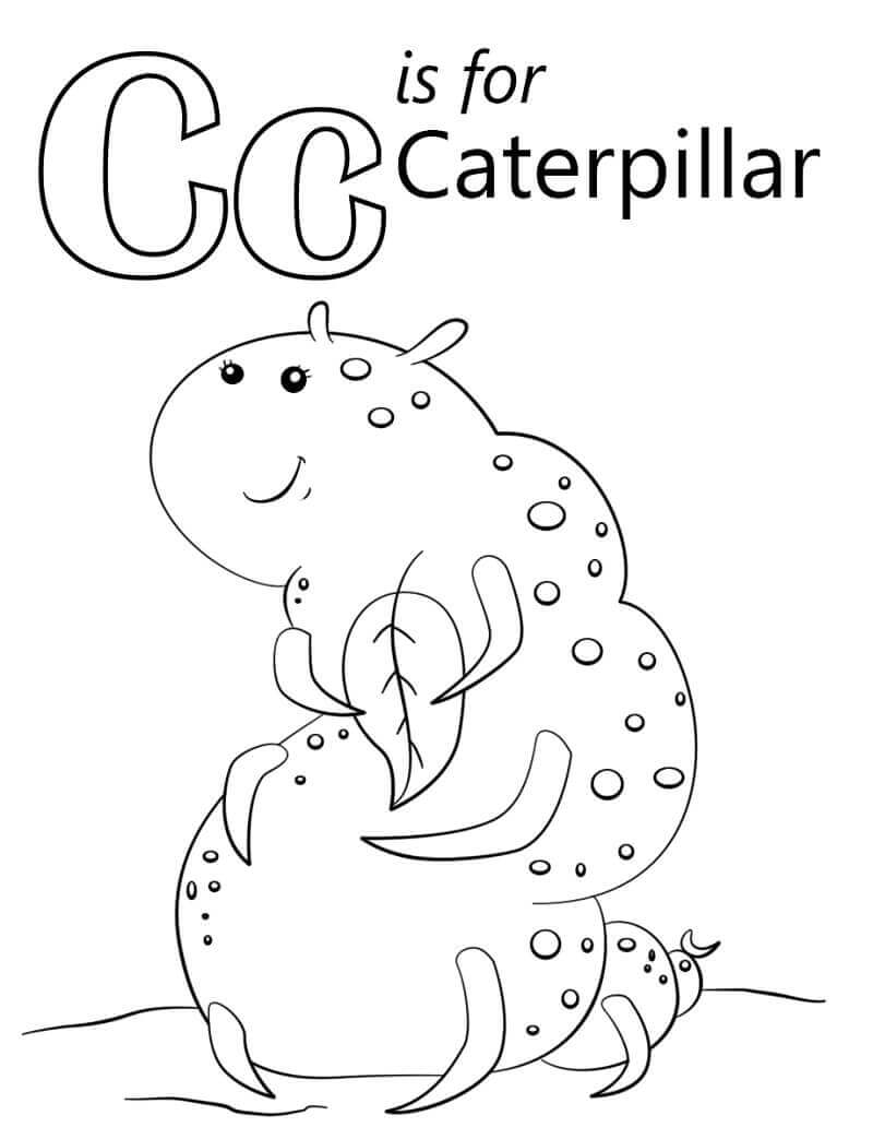 Letra C De Caterpillar para colorir