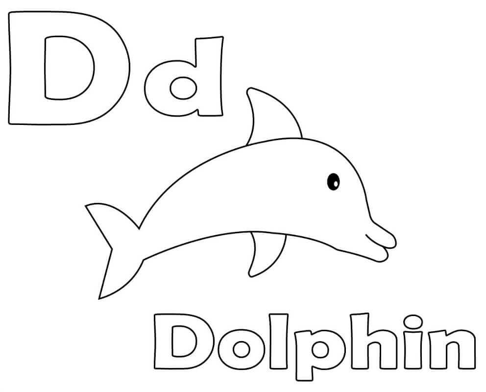 Letra D Delfín para colorir