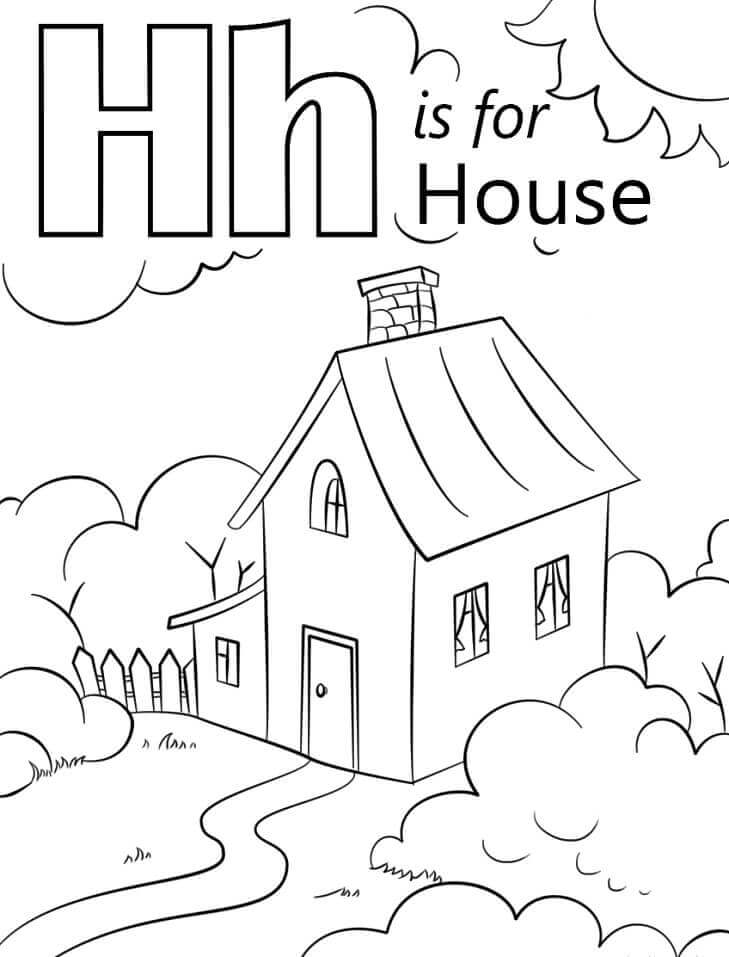 Letra De Casa H para colorir