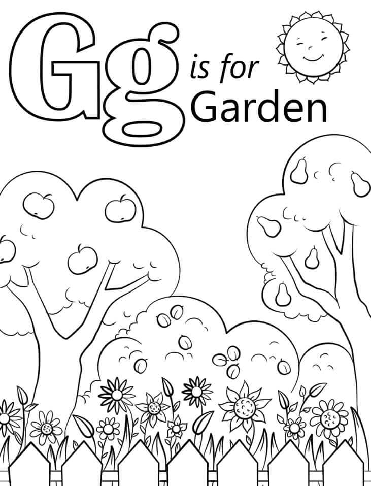 Letra De Jardín G para colorir