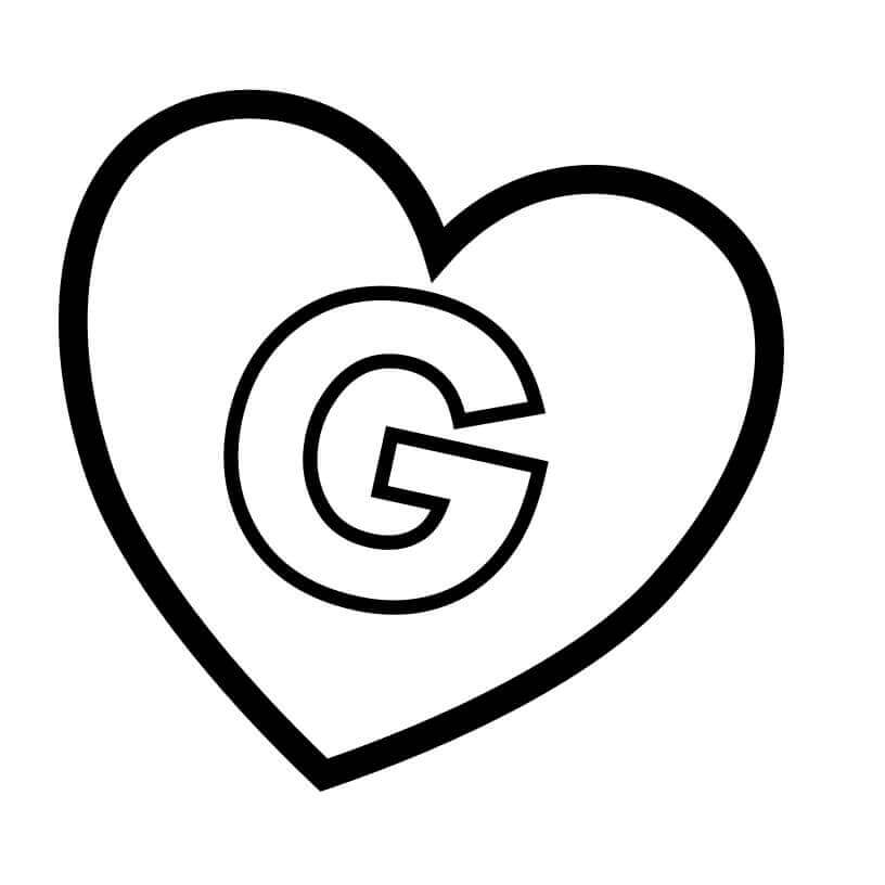 Dibujos de Letra G En Corazón para colorear