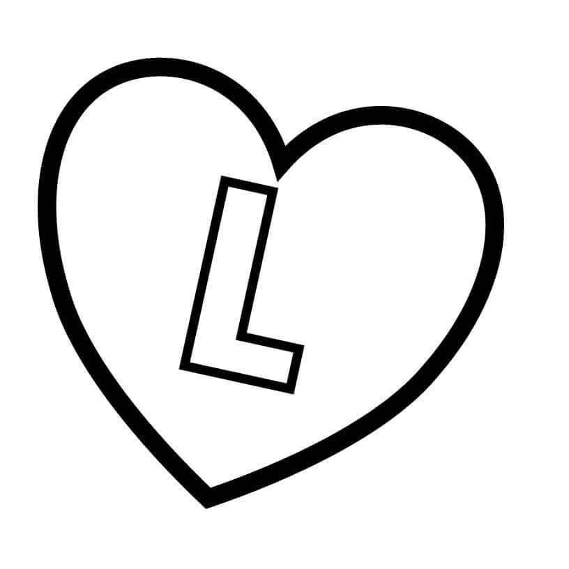 Dibujos de Letra L En Corazón para colorear